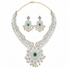 Emerald CZ Necklace Set - White Background Flat Lay