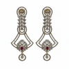 CZ Open Fan Chandelier Earrings - Gold Finish White Background Studio Shot