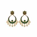 Emerald Chandbali Earrings – white background studio shot