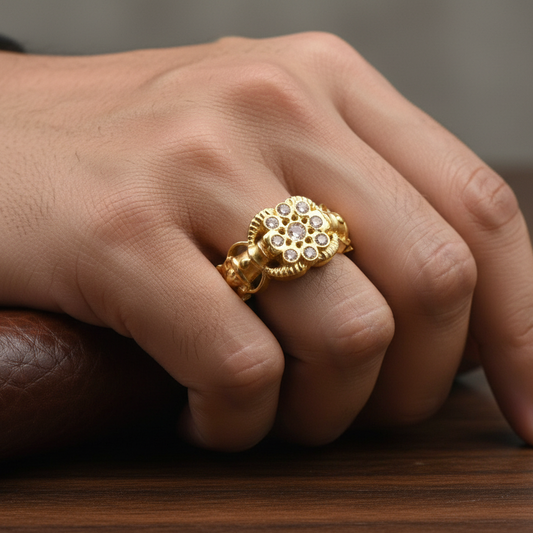 24K Gold Plated Zircon Ring for Men