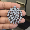 White CZ Leaf Chandelier Earrings Macro Detail Stone