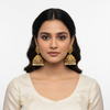 Model wearing Polki Jhumka - Multi colour