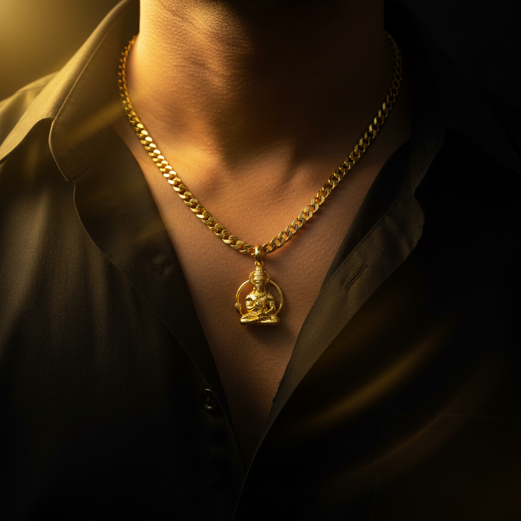 Hanuman Locket lifestyle editorial dark background