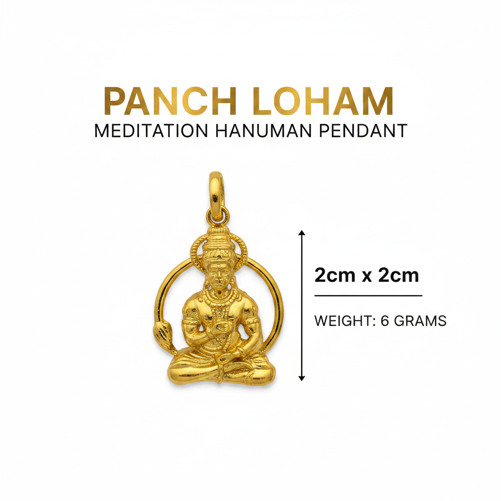 Hanuman Locket infographic with dimensions and weight