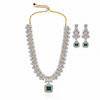 CZ Diamond Long Necklace Set – Flat Lay