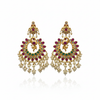 Jadau Kempu Chandbali Earrings - White Background