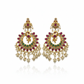 Jadau Kempu Chandbali Earrings - White Background
