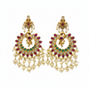 Jadau Kempu Chandbali Earrings - Detail Close-up