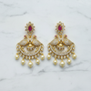 CZ Peacock Chandbali Earrings - Flat Lay Marble