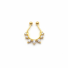 925 Sterling Silver Septum Nose Pin with Pear CZ Stones - 24K Gold Plated