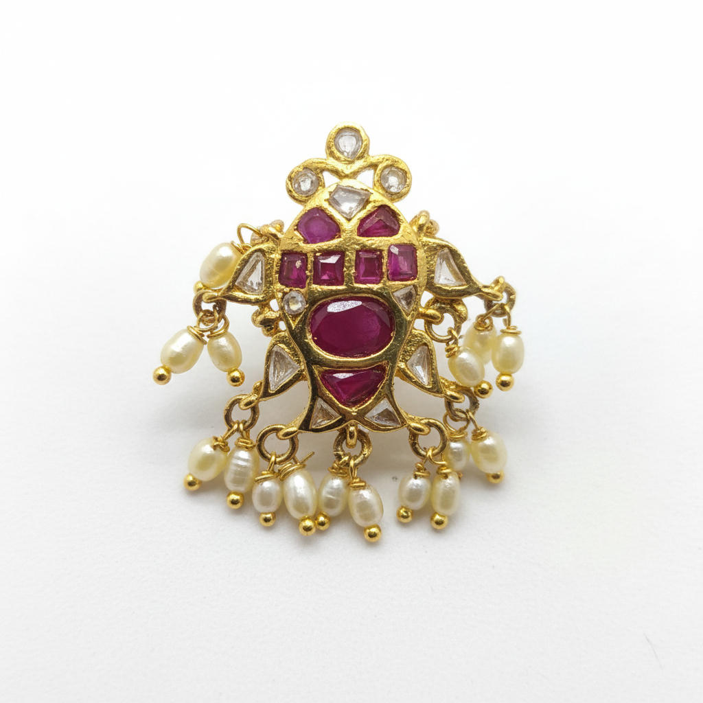 Handmade Kempu Fish Studs - Macro Kempu Pearl Detail