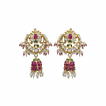 Polki Kundan Jhumka - White Background Hero Shot
