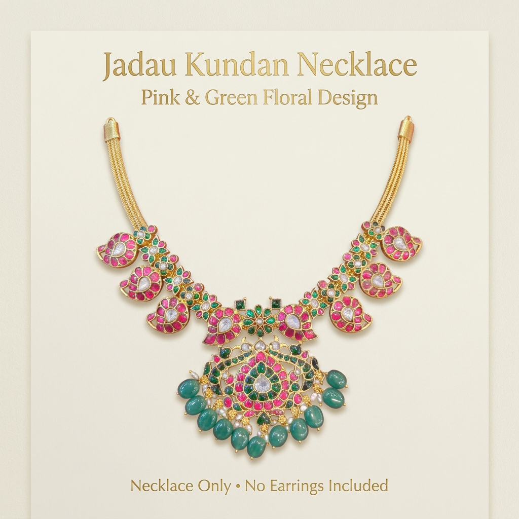 Jadau kundan necklace feature card, necklace only, no earrings included
