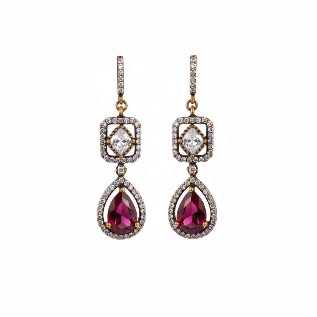 Pink Earrings – White Background
