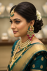 Indian model wearing Jadau Kundan Peacock Versatile Earrings bridal editorial