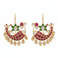 Real Kempu Stone Fish Earrings on pure white background, studio product shot