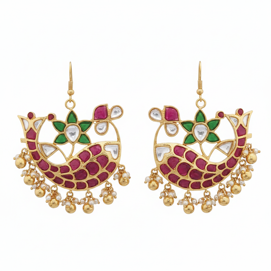 Real Kempu Stone Fish Earrings on pure white background, studio product shot
