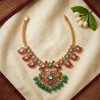 Jadau kundan necklace on ivory silk with jasmine flowers