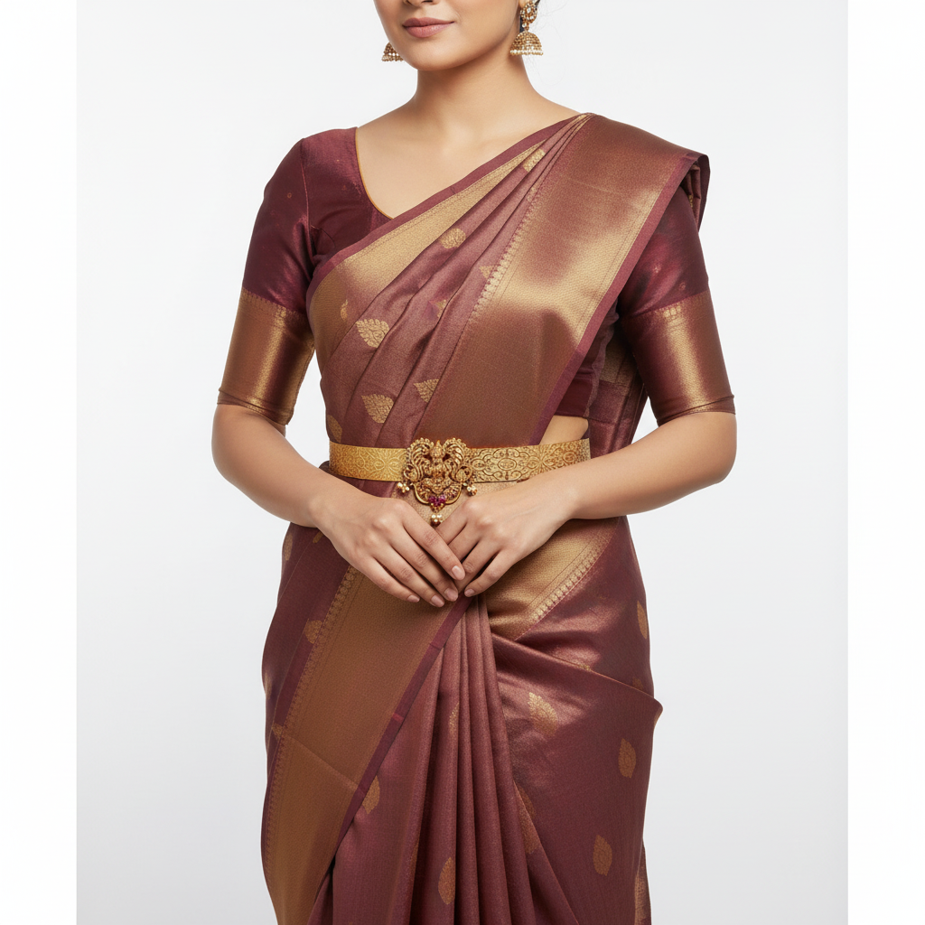 Woman wearing traditional temple waist belt