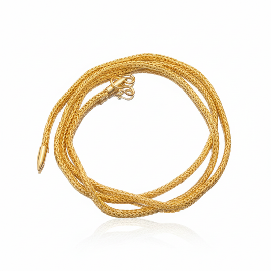 24K gold plated textured one gram chain on white background