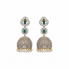 Green CZ Heart Jhumka - White Background
