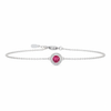 925 silver bracelet with pink ruby gemstone on white background