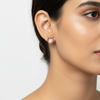 Circle Pearl Stud Earrings Red CZ model shot