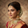 Large Kempu Kundan Jhumka with Pearl Drops - Model Wear