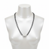 Long double strand black bead mangalsutra with twin heart CZ pendants - mannequin display