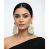 Model wearing Diamond Replica Chandbali Earrings Green variant - ASP Fashion Jewellery