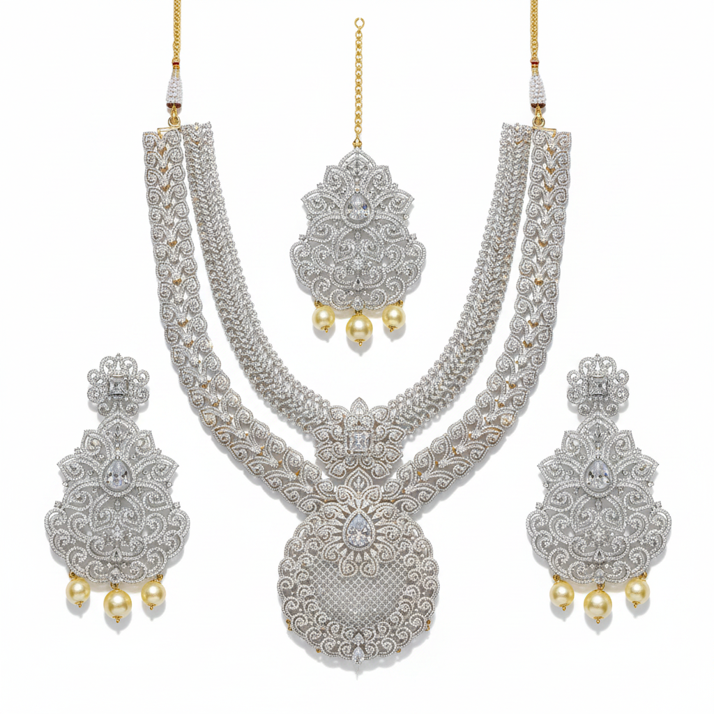 CZ Double Layer Bridal Set - Flat Lay