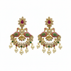 Kempu Emerald Peacock Chandbali Earrings - White Background