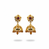 Gold Amber Crystal Drop Jhumka on white background