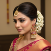 Peacock Pink Kempu Jhumka - Model Wear