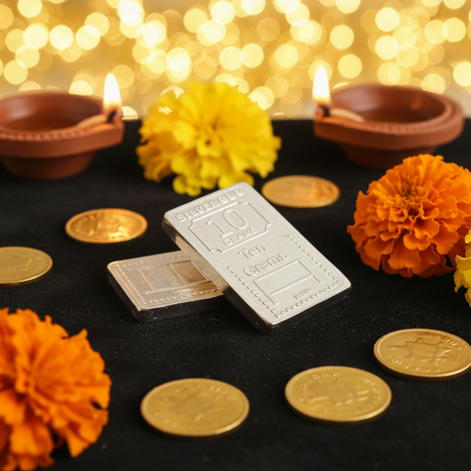 10g 999 Fine Silver Bar lifestyle Diwali setting