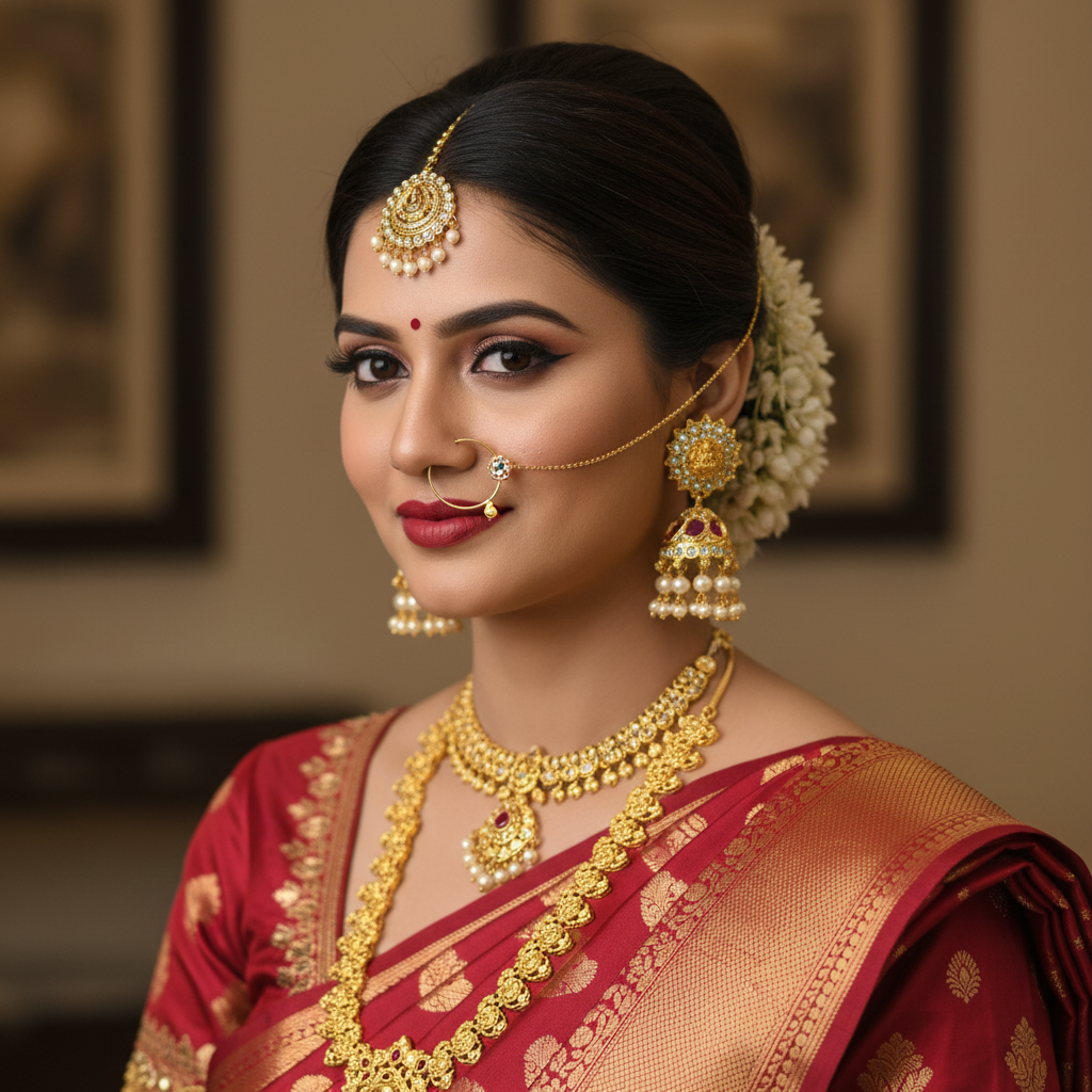 Lakshmi Sun Disc CZ Jhumka - Ruby Kempu - Model Wear