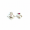 Silver Dome Bottu Pendant Set CZ View - White Background