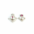 Silver Dome Bottu Pendant Set CZ View - White Background