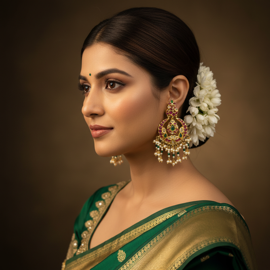 Kempu Polki Chandbali Earrings - Lifestyle