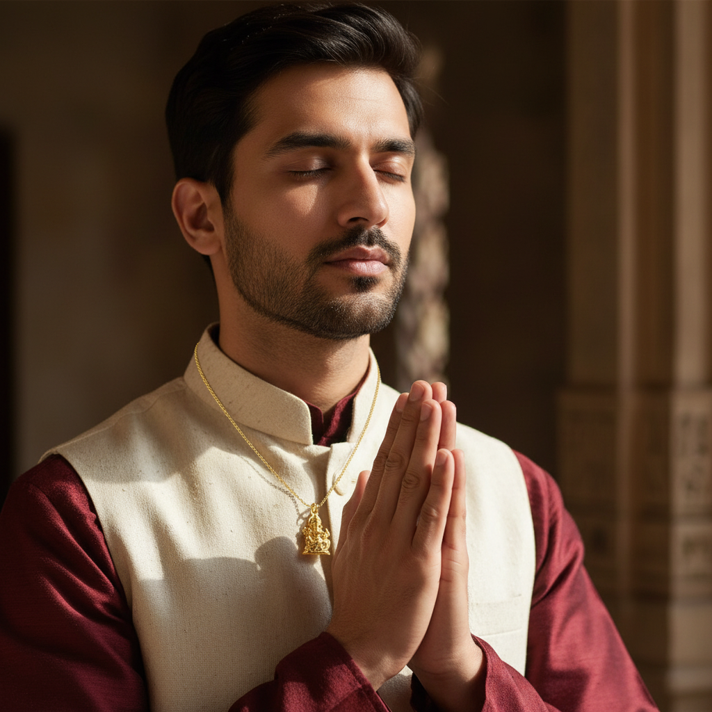 24K Gold Plated Ganesha Locket Pendant for Men - Premium Micro Gold Plated Alloy