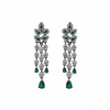 Victorian CZ Chandelier Drop Earrings - Green Emerald - White Background