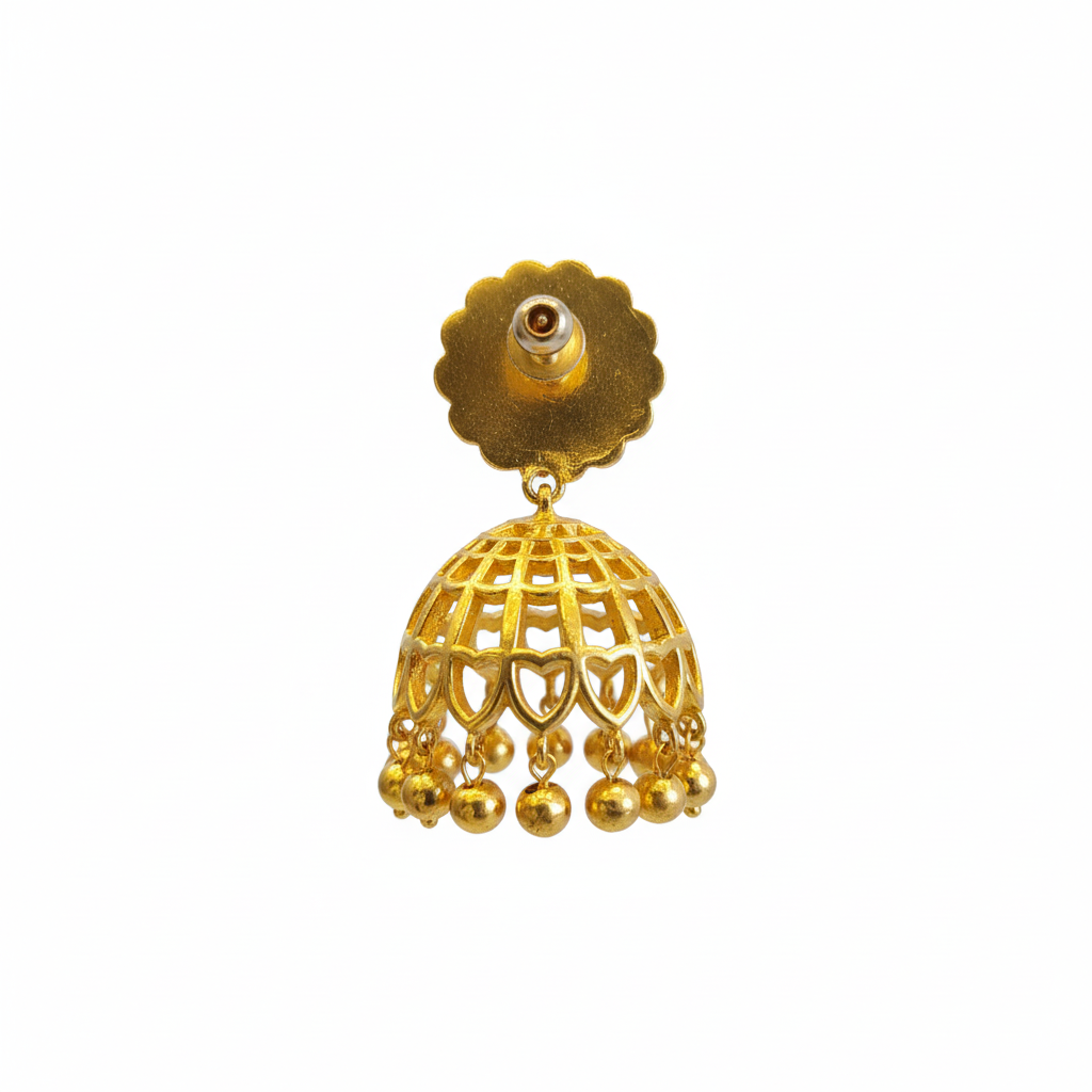 Kempu Mandala Jhumka back view on white background