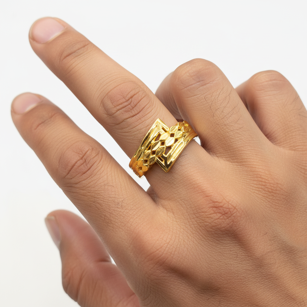 Gold Geometric Open-Work Ring - Lifestyle
