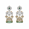 Green CZ Peacock Jhumka - White Background