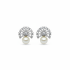 Black Rhodium Pearl Crown Stud Earrings on white background