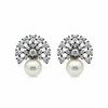 Macro close-up of Black Rhodium Pearl Crown Stud Earrings