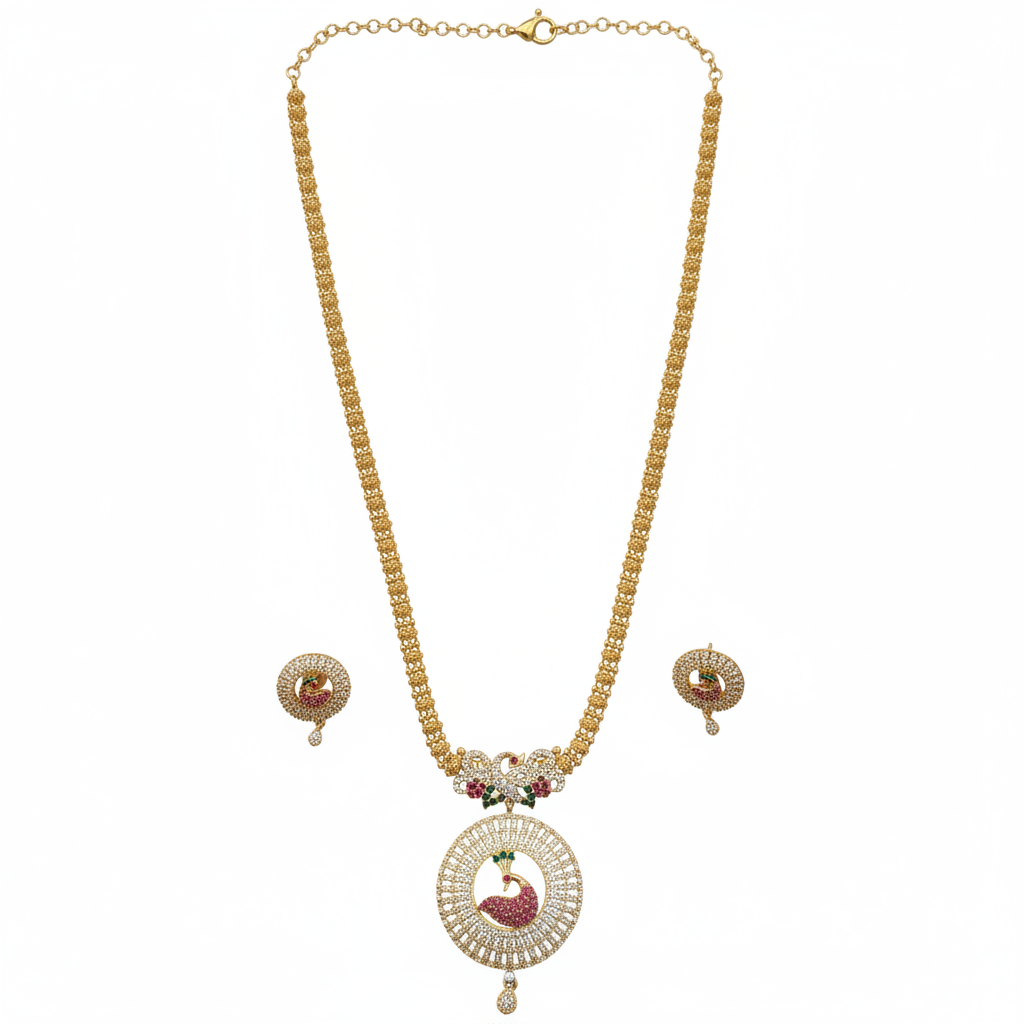 Peacock Long Haram Set - CZ Multicolour