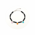 92.5 Silver Kids Bracelet with Pink Orange Turquoise Enamel Heart Charms on white background