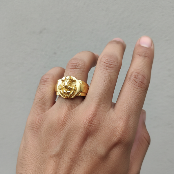 Gold Ganesha Signet Ring - Lifestyle