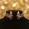 Lifestyle - Jadau Kundan Peacock Stud Earrings on Black Velvet Stand